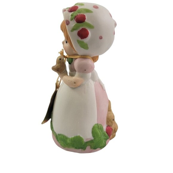 Jasco Strawberry Patches Porcelain Girl w/Bird Bell Home Décor Accent Keepsake - Picture 12 of 16